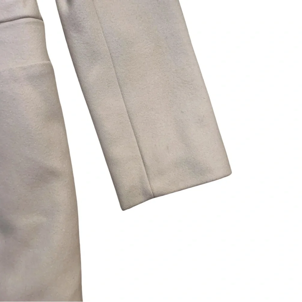 Elegant French Connection Wool Faux Fur Cream Beige Mid Length Coat 6 Tan Jacket - Picture 6 of 13